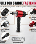 Turn Any Drill Into A Power Rivet Gun With This M3 To M8 Electric Rivet Nut Adapter Kit showing non-slip handle and hex shank