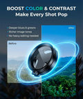 Anti-Glare Magnetic Phone Filter 2 In 1 CPL And Star Filter for iPhone, showing improved color contrast in nature photo comparison.