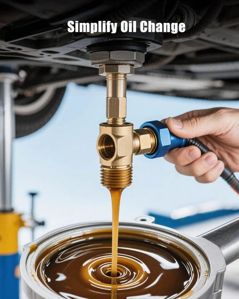 Heavy Duty Steel Oil Drain Valve Adapter With 27mm X 2.0 Thread For Cars Trucks And Generators Extends Recessed Pans plug and play setup pouring oil.