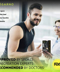 Smiling man holding a box of 360 Degree Ankle Brace With Adjustable Straps For Men And Women One Size Fits Most Compression Foot Sleeve