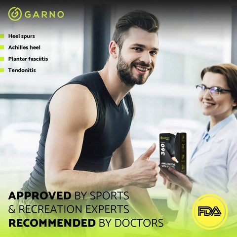 Smiling man holding a box of 360 Degree Ankle Brace With Adjustable Straps For Men And Women One Size Fits Most Compression Foot Sleeve