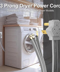 Heavy Duty 30 Amp 3 Prong Dryer Cord, 10 Foot Appliance Power Cable With Ring Terminal Connectors, 3 Wires Of Pure Copper shown