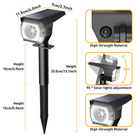 Color Changing Solar Lights Outdoor Waterproof Multicolor RGB With Auto On Off 7 Lighting Modes For Garden Decor Backyard Ambience And Yard Vibes 2 Pack, dimensions and features