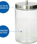 Decorative Clear Glass Apothecary Jar With Metal Lid For Kitchen Bathroom Or Laundry Organization Ideal Storage Canister