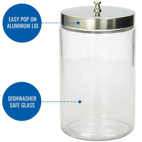Decorative Clear Glass Apothecary Jar With Metal Lid For Kitchen Bathroom Or Laundry Organization Ideal Storage Canister