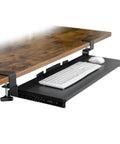 Under Desk Keyboard Tray 30 Inch Extra Wide Slide Out Drawer No Drill Clamp Mount Holds 11 Lbs on wood desk with keyboard and mouse