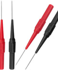 Four Pack 0.7mm Test Probe Pins With Non Destructive Insulation Piercing Needles, Stainless Steel Back Probe Pins, Super Tip Multimeter Probes For 4mm Banana Sockets, Car Diagnostic Tester Kit Black And Red