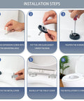 Installation steps for Straight Up Premium Universal White Toilet Seat With Foolproof Soft Close Slow Drop Lid crafted from heavy duty urea resin.