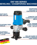 Portable Heavy Duty Power Beveler And Deburring Tool For 45 Degree Weld Seams, 2300 Watt Motor with adjustable handles.