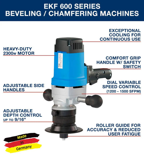 Portable Heavy Duty Power Beveler And Deburring Tool For 45 Degree Weld Seams, 2300 Watt Motor with adjustable handles.