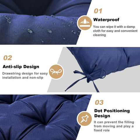 Porch Swing Cushion Set For Outdoor 2 To 3 Seater Benches Waterproof Garden Patio Bench Pad With Ties 4 Inch Thick Cozy Durable Outdoor Loveseat Cushion
