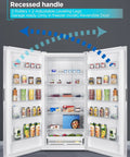 Interior view of Bumper Fit 21 2 Cubic Foot Upright Freezer Fridge With Jacked Up Storage And Quick Chill Circulation showing organized shelves.