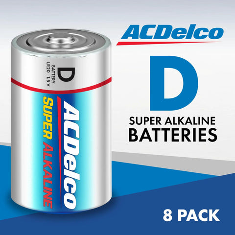 Pack Of 8 Super Alkaline D Cell Batteries Keeping Your Everyday Setup Humming With Grind Ready 1.5 Volt Power Non Rechargeable Plus A Tight Reclosable Pouch And Seven Year Shelf Life Pure Reliable Juice, featuring a D size battery.