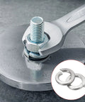 7/16 Inch Split Lock Washer 25 Pack In 304 Stainless Steel For Household, Machinery, Furniture And DIY Projects Durable Spring Lock Gasket Washers To Stop Nuts From Loosening with wrench fastening bolt