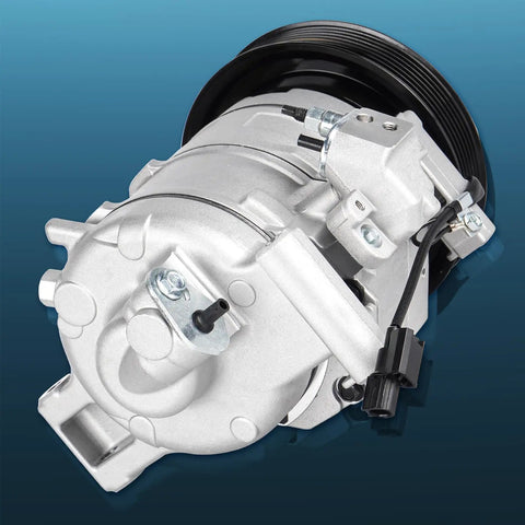 Keep Your Whip Chill With This Heavy Duty AC Compressor And Clutch Assembly For Honda Accord Crosstour Twenty Four Liter Underhood Setup Direct Replacement Cooling System Component, detailed view of silver compressor.