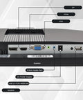 Back view of Frameless 23.8 Inch Business Webcam Monitor With 1080p IPS Display, showing various connectivity ports.