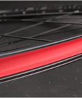 Close-up of heavy duty bike rim liner tape for tubes and rims, tough as nails puncture protection, red rim tape on a wheel.