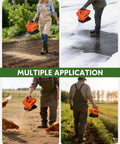 Battery Powered Cordless Seed Spreader Handheld Power Spreader For Lawns And Gardens in use on various terrains.