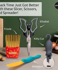 OTOTO Frizzle Crinkle Fry Cutter with black handles; includes Kitty Cut and Splatypus accessories.