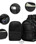 Dew Rose Print Unisex Backpack With Large Capacity For Everyday Carry, showing open compartments and smooth zipper.