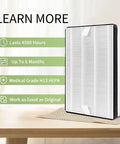 Replacement Filter For 45i Air Purifier, ZHS-3MF2-4H Compatible shown with features like 4500 hours lifespan and H13 HEPA quality.