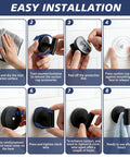 Easy installation guide for No Sweat Heavy Duty Suction Cup Shower Hooks in Matte Black with step-by-step instructions.