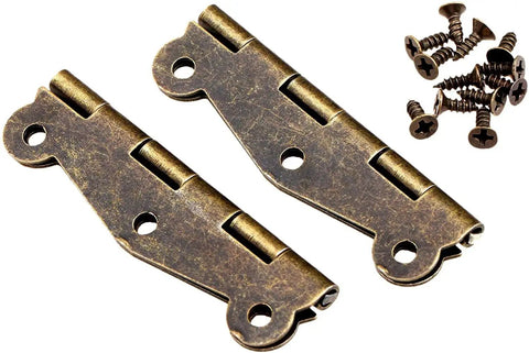 Antique Bronze Decorative Hinges For Wood Boxes And Jewelry Chests, Iron 51x24mm, 2 Pack Gift Wine Case Dollhouse Furniture Accessories