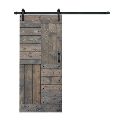 36 Inch By 84 Inch S Series DIY Barn Door With 6.6 Ft Hardware Kit In Smoky Gray Space Saving Sliding Door