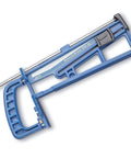 Universal Drawer Slide Jig For Cabinets Easy Install Drawer Slides Quickly And Accurately With A Locking Wedge Adjustable Indexing Foot And Large Clamping Area For Pro Grade Cabinet Hardware Installations, blue tool on white background