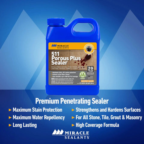 Pro Grade Penetrating Stone And Tile Sealer With Badass Stain Blocking For Porous Floors And Countertops SCS Gold Approved quart container.