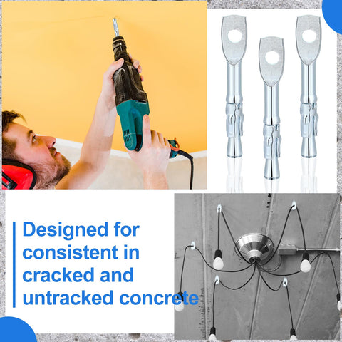 Installation and use of 50 Pcs Eye Bolt Wedge Concrete Anchors 1/4 By 2 Inch Expansion Ceiling Anchors Galvanized Carbon Steel Wedge