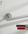 Heavy-Duty 33 Inch Stainless Steel Towel Bar for Bathrooms with 304 Brushed Finish on wall with AIO casting base
