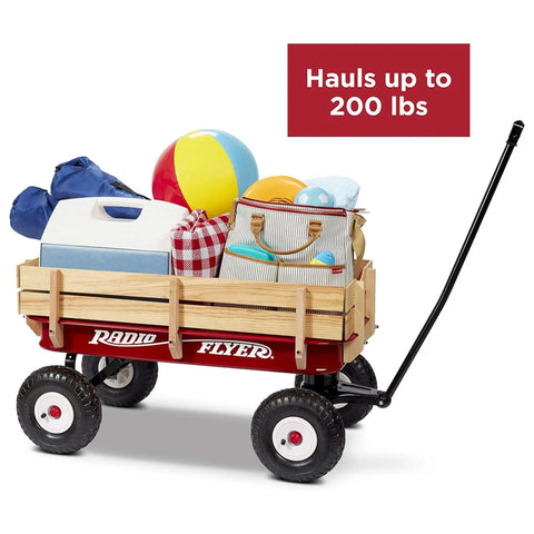 All Terrain Kid Friendly Wagon For Outdoor Fun And Cargo Rolling Cart With Steel And Wood Build Beach Cart For Toddlers 1 And Up