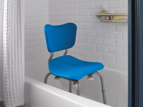 Freestanding Bathroom Shower Chair With 250 Pound Capacity 33 Inch Wide Seat And 18 Inch Deep Platform Adjustable Height shown in tub