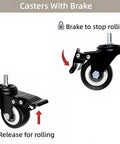Illustration of caster wheels set of twelve 2 inch heavy duty swivel casters with dual brakes and M8 threaded stem.