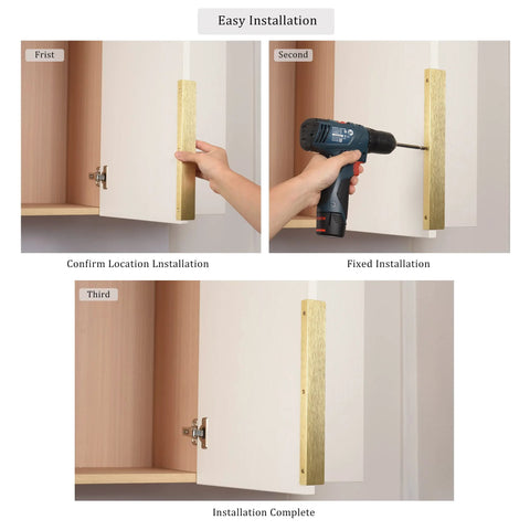 Edge Finger Tab Pulls For Cabinets And Concealed Drawers Aluminum Flat Back Mount Door Handle Brushed Brass 10 pack installation
