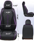 Dimensions of Premium Nappa Leather Car Seat Covers Full Set With Waterproof Protection For 5 Seats Black And Purple