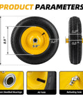Universal 4.80/4.00-8 pneumatic tire and wheel assembly, 16-inch, 5/8 inch bearings, product parameters shown in image.