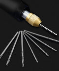 Micro Drill Bit Set 0.3-1.6mm with HSS tiny drill bits and shank, full-ground mini twist bits for precision drilling, displayed on black background