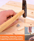 Installing 100 Pack Wooden Dowel Pins Kit For DIYers And Furniture Repair In Genuine Imperial Size One Quarter Inch By One And One Sixteenth Inch into wood