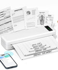 Real Deal Inkless Portable Printer Wireless Bluetooth Thermal Compact Travel Setup rechargeable battery with printed materials.