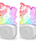 2 Pack Kids Night Light With Dusk To Dawn Sensor, 8 Color Changing LED Night Lights For Girls Bedroom, Unicorn Design