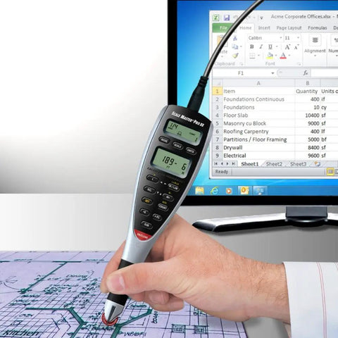 Pro Level Digital Plan Tape Measure With PC Hookup Featuring Ninety One Built In Imperial And Metric Scaling Ways Plus Custom Out Of Scale Math For No Sweat Estimating And Quick Contractor Job Site Layouts