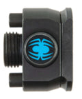 Side view of Spyder 1/2-in quick-change hole saw arbor; black metal with blue spider logo.