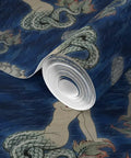 Little Rococo PVC Free Wallpaper Featuring Heavy Duty Poly Blend With Smooth Linen Texture For Kitchens Bathrooms And Mudrooms, showing rolled design with mermaids.