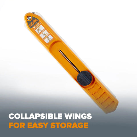 Pro Grade MiteriX Angle Aluminum Wood Duplicator with collapsible wings for easy storage, shown in folded position.