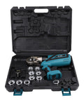 Sorandy 60KN Electric Hydraulic Crimping Tool kit with 11 dies in black carrying case, designed for crimping copper and aluminum cables.