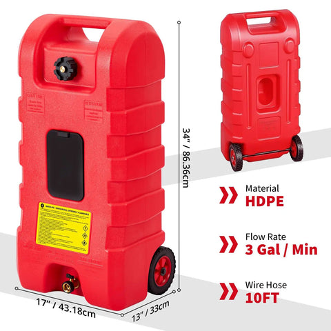 Rugged 15 Gallon Gas Caddy With Manual Fuel Transfer Pump And 10 Ft Hose. Industrial Grade Hpe Build For Leak Proof Heavy Duty Portable Gas Storage, Perfect For Trucks And Emergency Prep