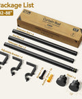 Beefy Black Curtain Rod Set 2 Pack Adjustable 32 To 84 Inches Heavy Duty One Inch Rod With Easy Installation And Wall Brackets