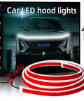 LED Hood Light Strip Exterior For Cars Waterproof Flexible DRL With Dynamic Scan Startup Hood Beam Kit Daytime Running Light For Car Truck SUV 12V 70Inch White 1 Set Weatherproof Easy Install Showroom Bright Ride Ready with packaging box and tester